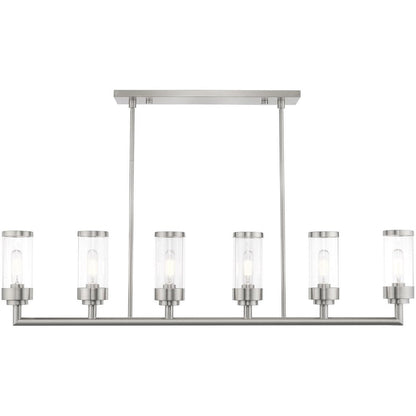 Nickel Six Light Metal Dimmable Chandelier With Shades HomeRoots