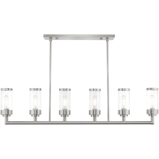 Nickel Six Light Metal Dimmable Chandelier With Shades HomeRoots