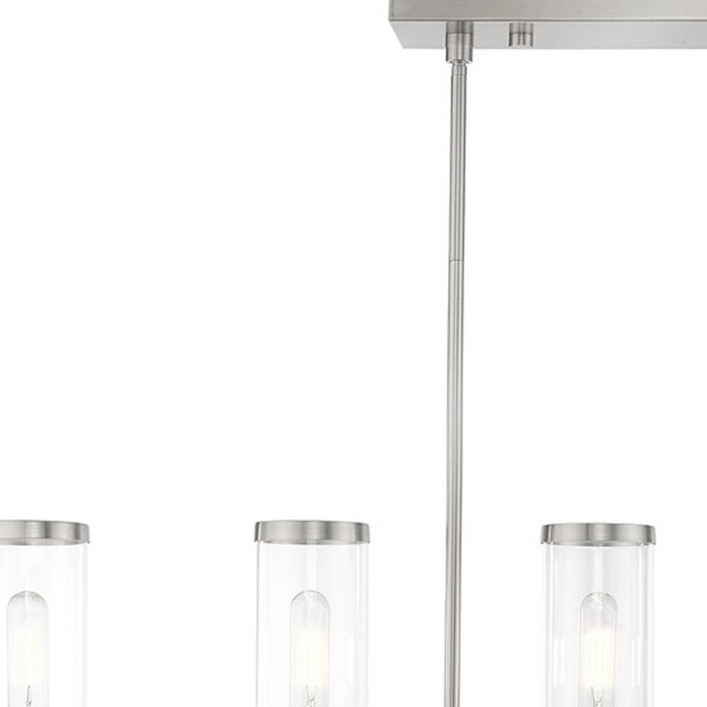 Nickel Six Light Metal Dimmable Chandelier With Shades HomeRoots