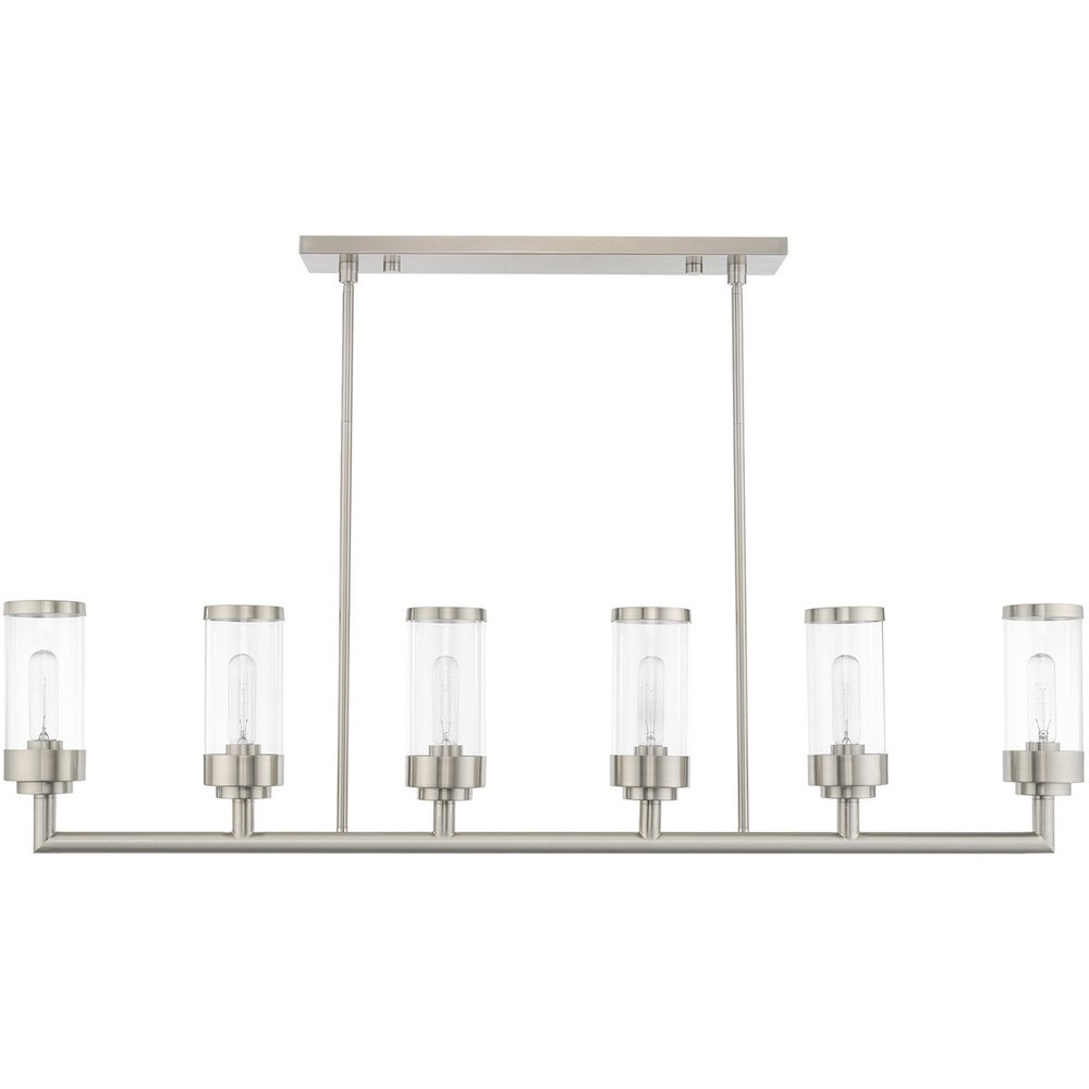 Nickel Six Light Metal Dimmable Chandelier With Shades HomeRoots