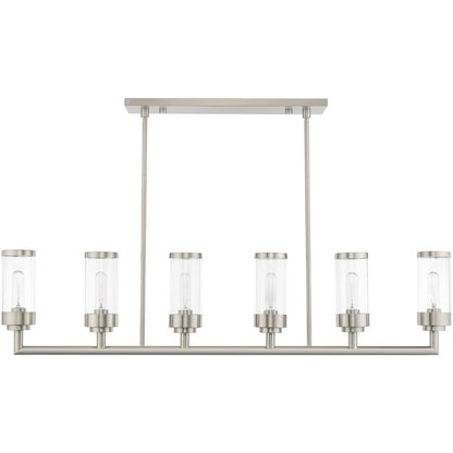 Nickel Six Light Metal Dimmable Chandelier With Shades HomeRoots