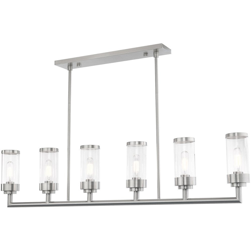 Nickel Six Light Metal Dimmable Chandelier With Shades HomeRoots