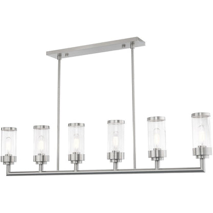 Nickel Six Light Metal Dimmable Chandelier With Shades HomeRoots