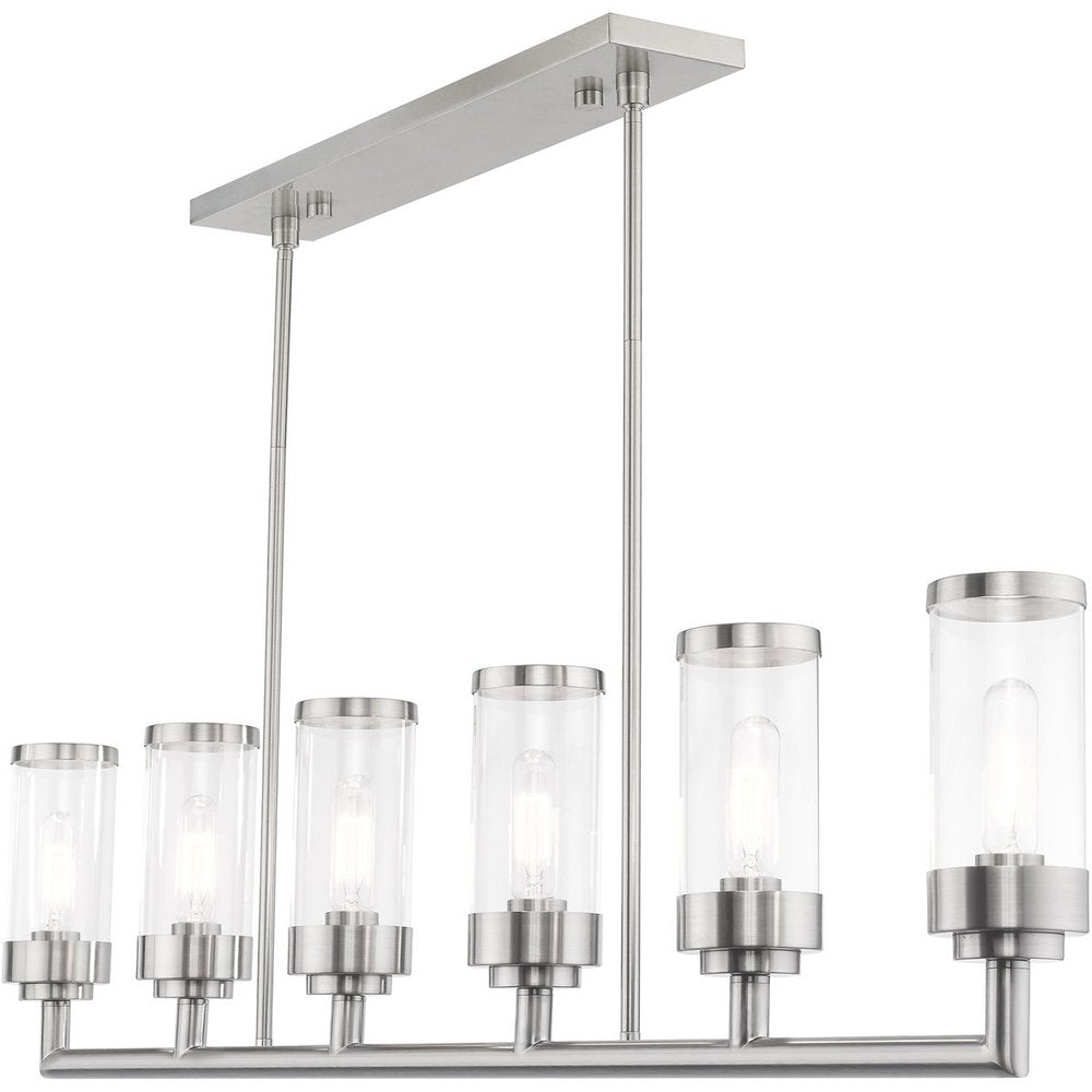 Nickel Six Light Metal Dimmable Chandelier With Shades HomeRoots