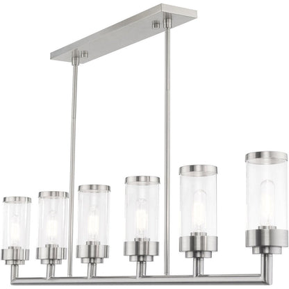 Nickel Six Light Metal Dimmable Chandelier With Shades HomeRoots