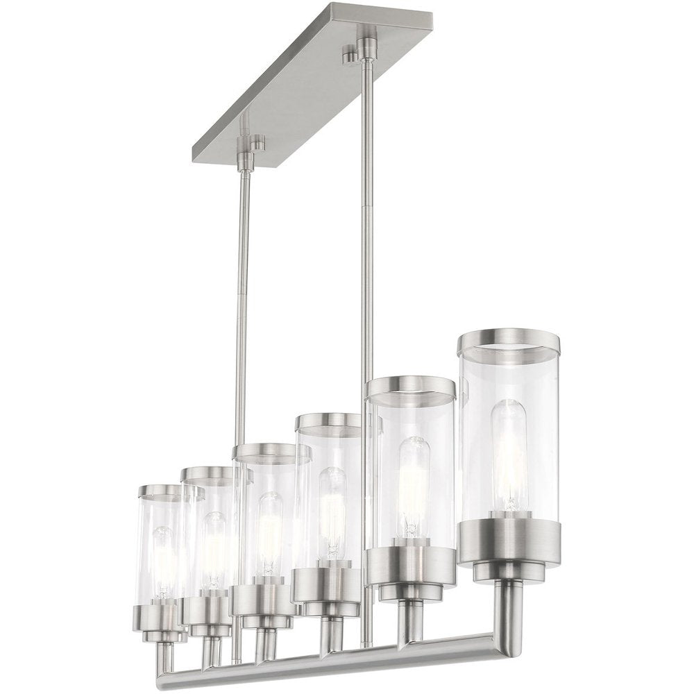 Nickel Six Light Metal Dimmable Chandelier With Shades HomeRoots