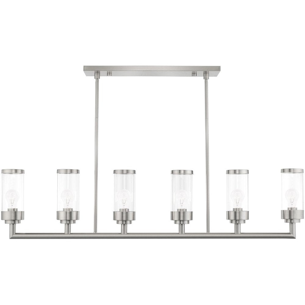Nickel Six Light Metal Dimmable Chandelier With Shades HomeRoots