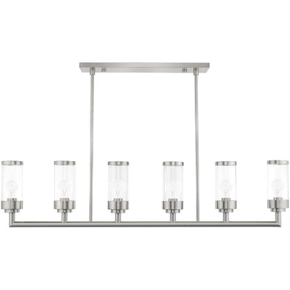 Nickel Six Light Metal Dimmable Chandelier With Shades HomeRoots