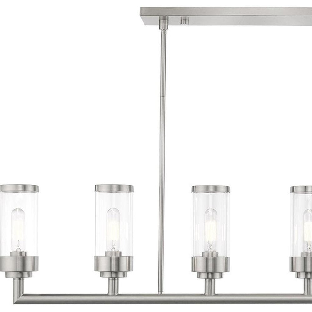 Nickel Six Light Metal Dimmable Chandelier With Shades HomeRoots