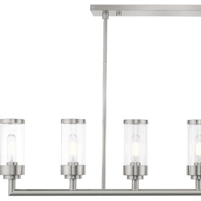 Nickel Six Light Metal Dimmable Chandelier With Shades HomeRoots