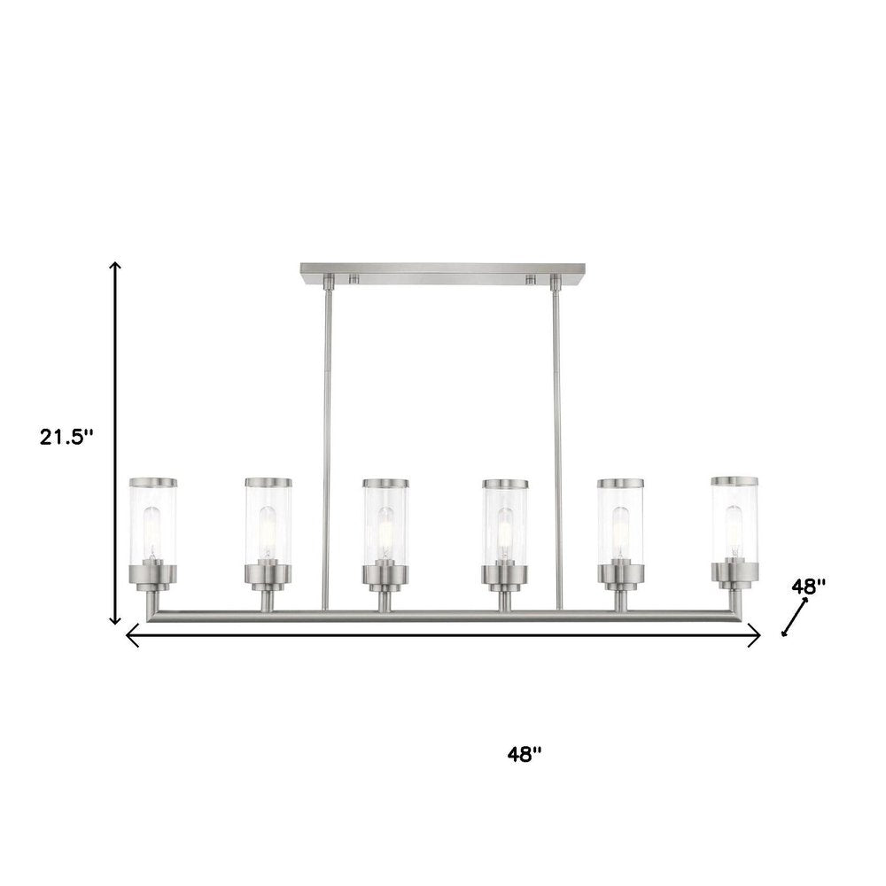 Nickel Six Light Metal Dimmable Chandelier With Shades HomeRoots