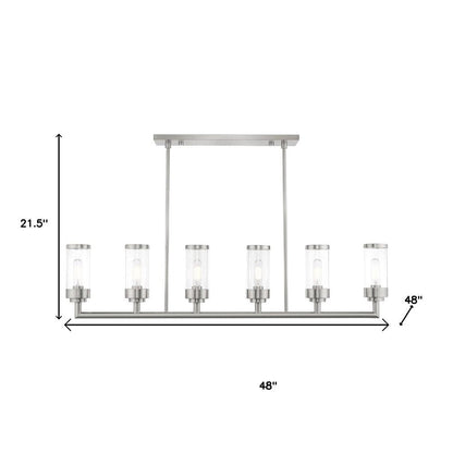 Nickel Six Light Metal Dimmable Chandelier With Shades HomeRoots