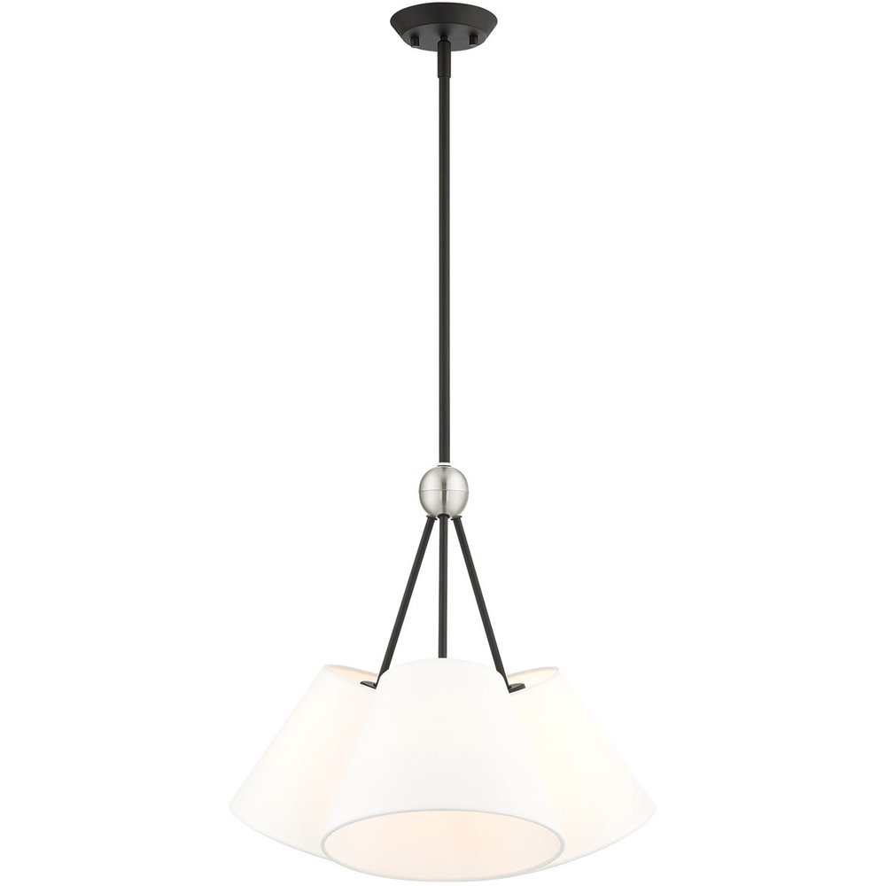 Black Three Light Metal Dimmable Chandelier With Shades HomeRoots