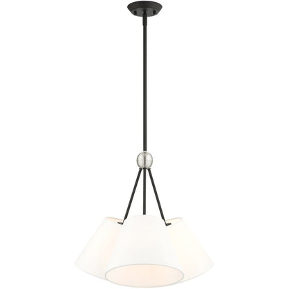 Black Three Light Metal Dimmable Chandelier With Shades HomeRoots