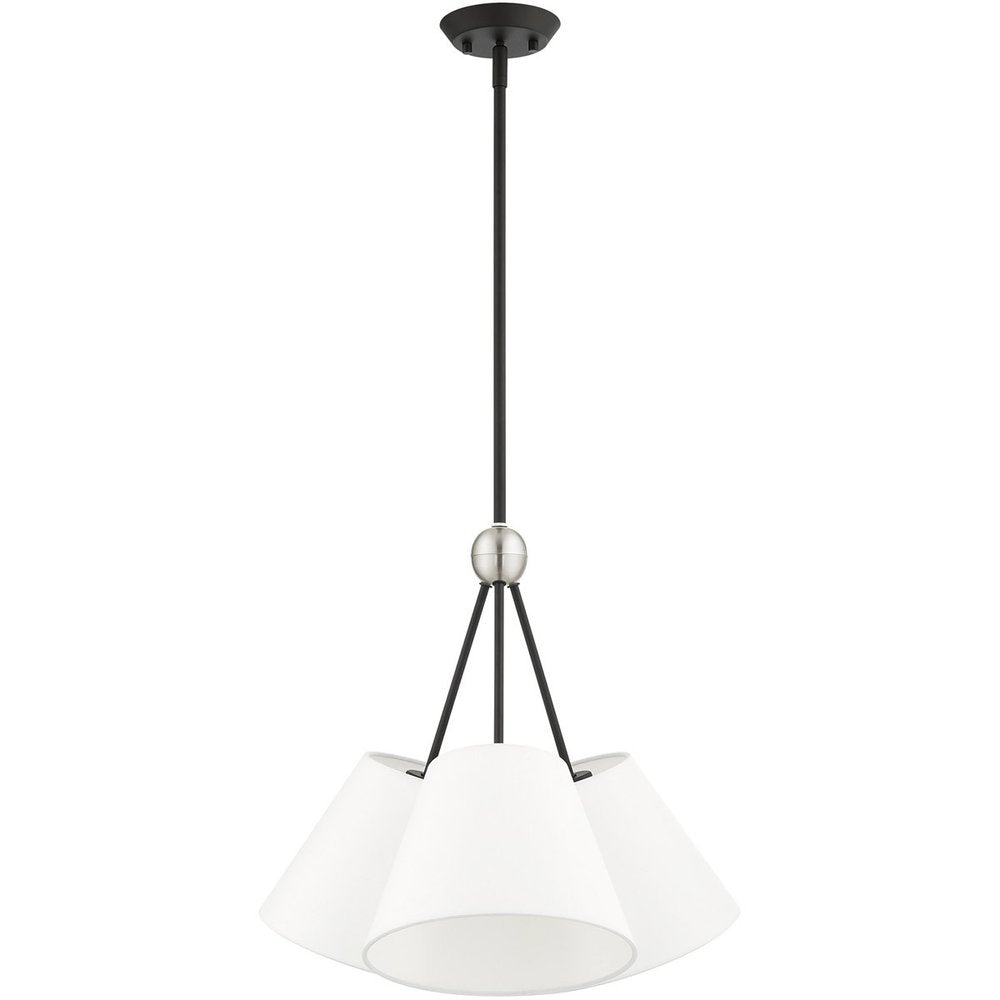 Black Three Light Metal Dimmable Chandelier With Shades HomeRoots