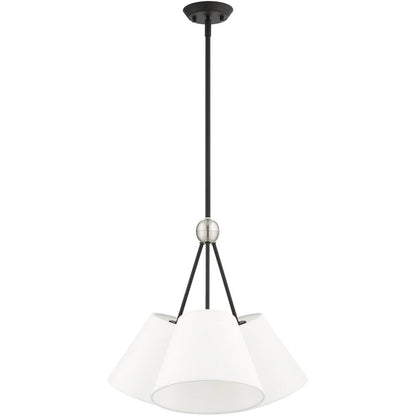Black Three Light Metal Dimmable Chandelier With Shades HomeRoots