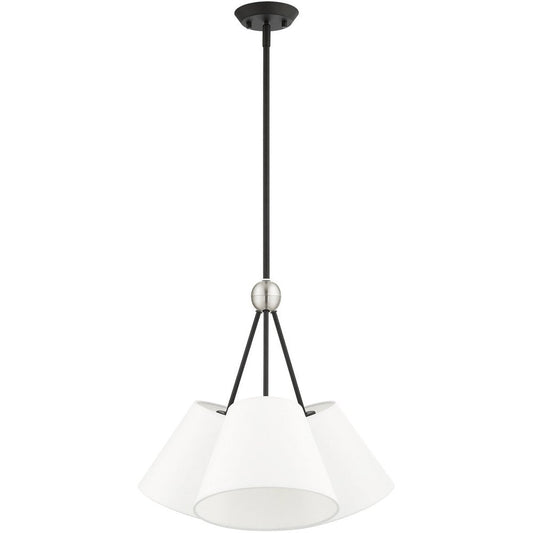 Black Three Light Metal Dimmable Chandelier With Shades HomeRoots