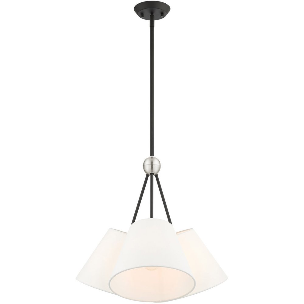 Black Three Light Metal Dimmable Chandelier With Shades HomeRoots