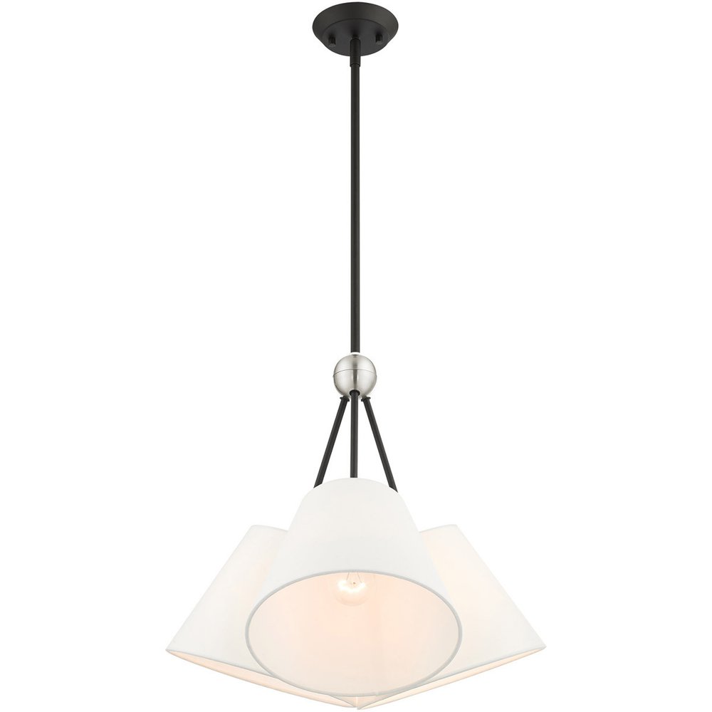 Black Three Light Metal Dimmable Chandelier With Shades HomeRoots