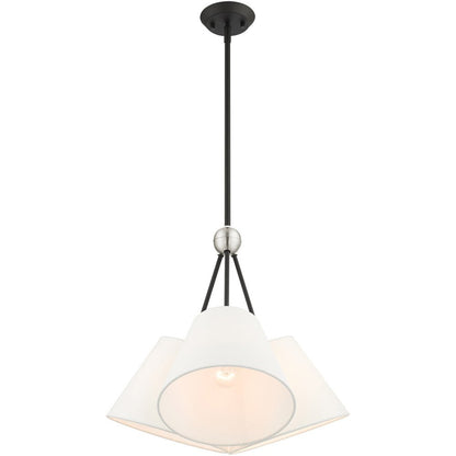 Black Three Light Metal Dimmable Chandelier With Shades HomeRoots