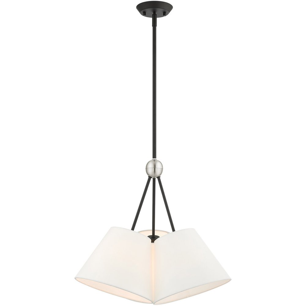 Black Three Light Metal Dimmable Chandelier With Shades HomeRoots