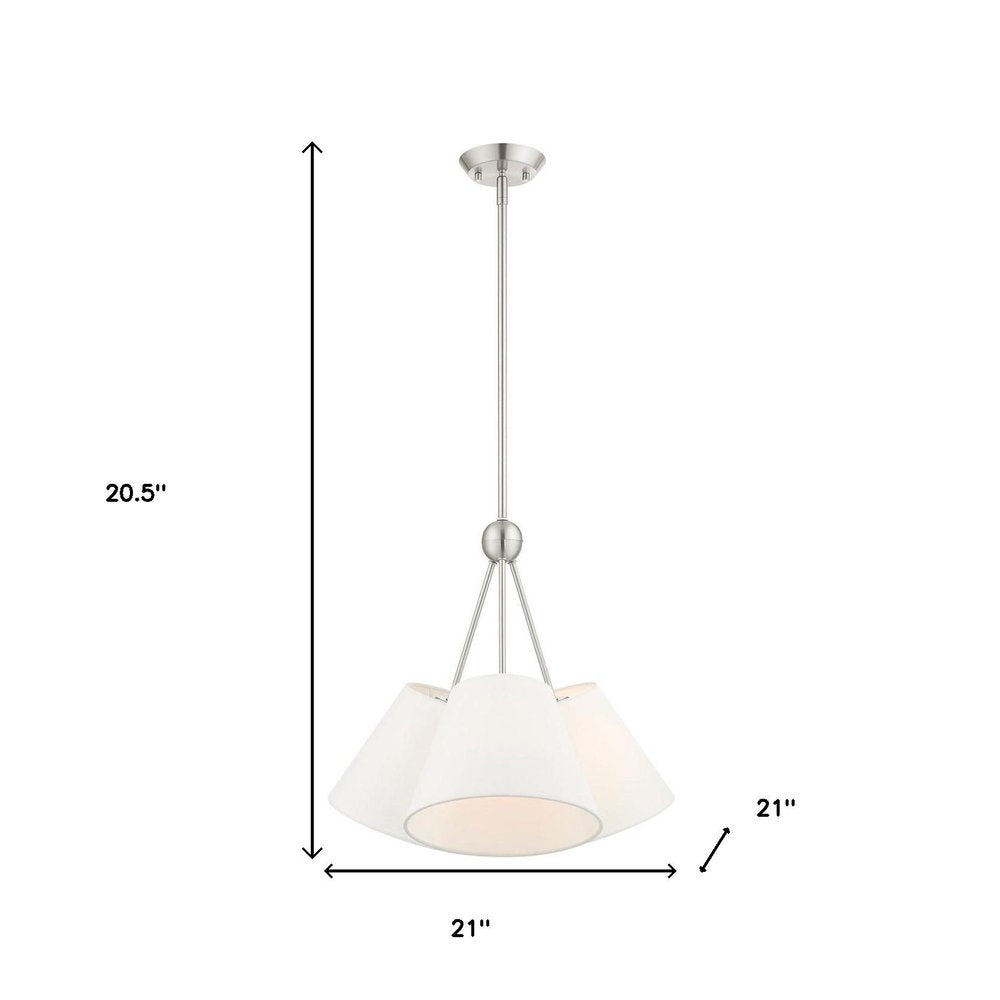 Nickel Three Light Metal Dimmable Chandelier With Shades HomeRoots