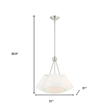 Nickel Three Light Metal Dimmable Chandelier With Shades HomeRoots