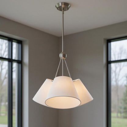 Nickel Three Light Metal Dimmable Chandelier With Shades HomeRoots
