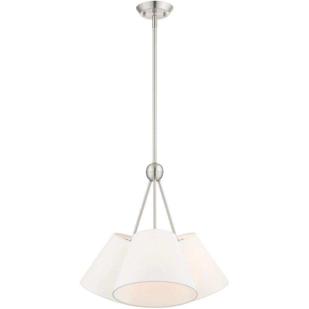 Nickel Three Light Metal Dimmable Chandelier With Shades HomeRoots