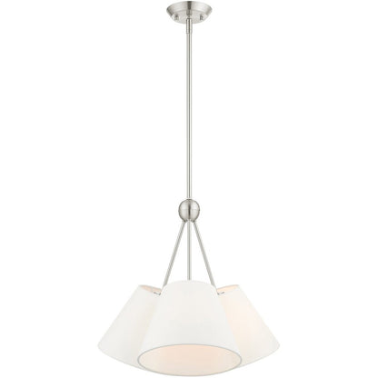 Nickel Three Light Metal Dimmable Chandelier With Shades HomeRoots