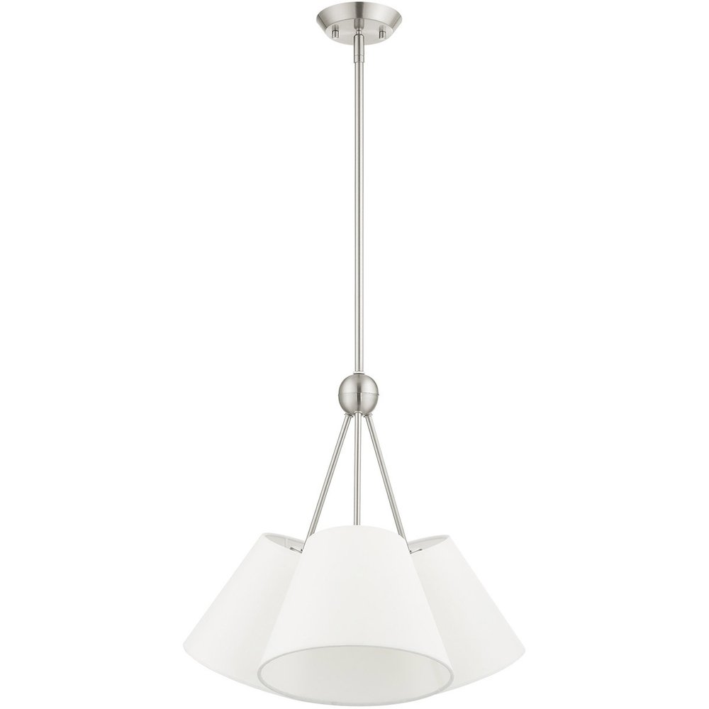 Nickel Three Light Metal Dimmable Chandelier With Shades HomeRoots