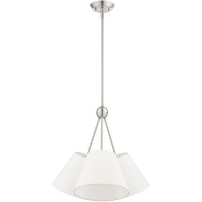 Nickel Three Light Metal Dimmable Chandelier With Shades HomeRoots