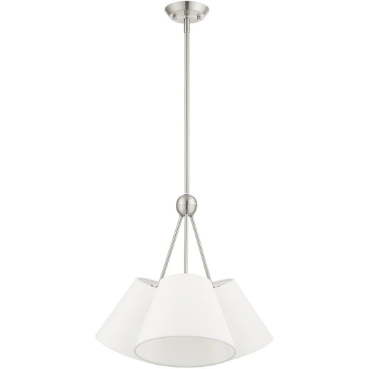 Nickel Three Light Metal Dimmable Chandelier With Shades HomeRoots