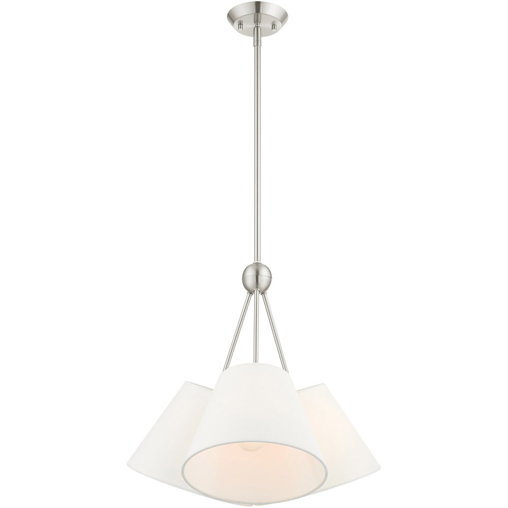 Nickel Three Light Metal Dimmable Chandelier With Shades HomeRoots