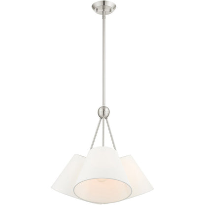 Nickel Three Light Metal Dimmable Chandelier With Shades HomeRoots