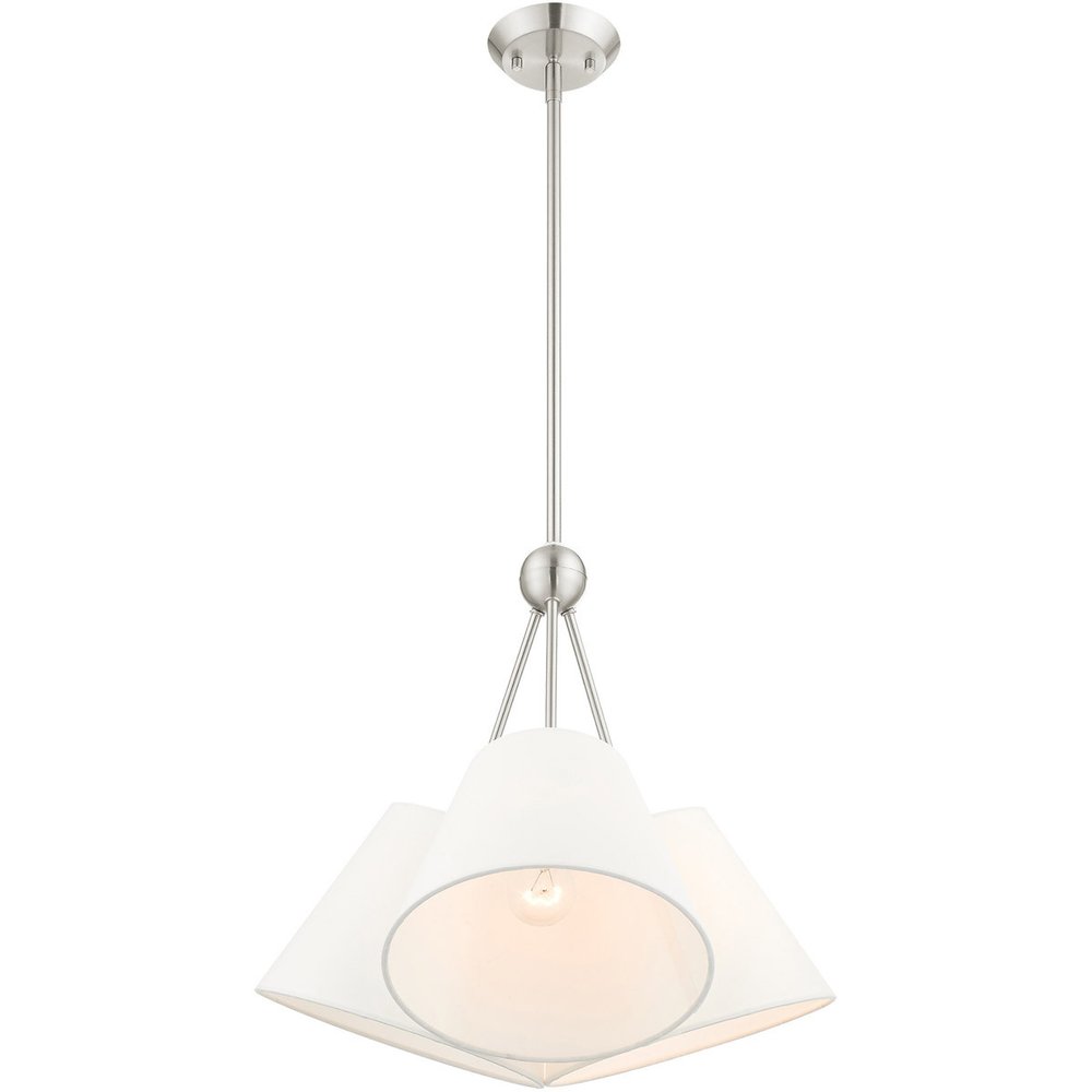 Nickel Three Light Metal Dimmable Chandelier With Shades HomeRoots