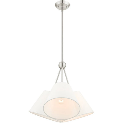 Nickel Three Light Metal Dimmable Chandelier With Shades HomeRoots