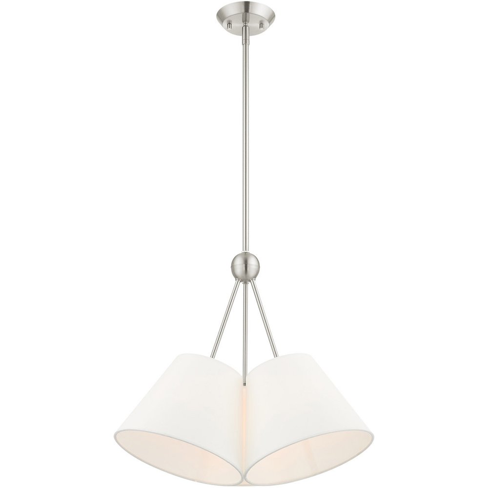 Nickel Three Light Metal Dimmable Chandelier With Shades HomeRoots