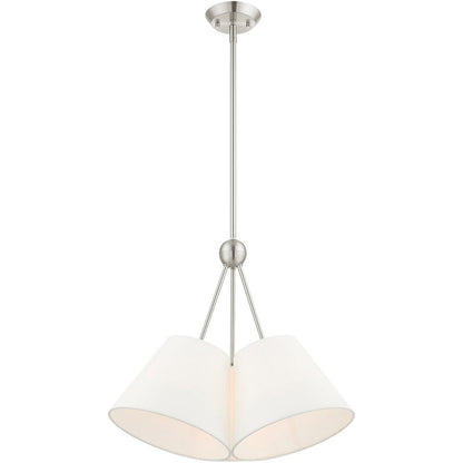 Nickel Three Light Metal Dimmable Chandelier With Shades HomeRoots