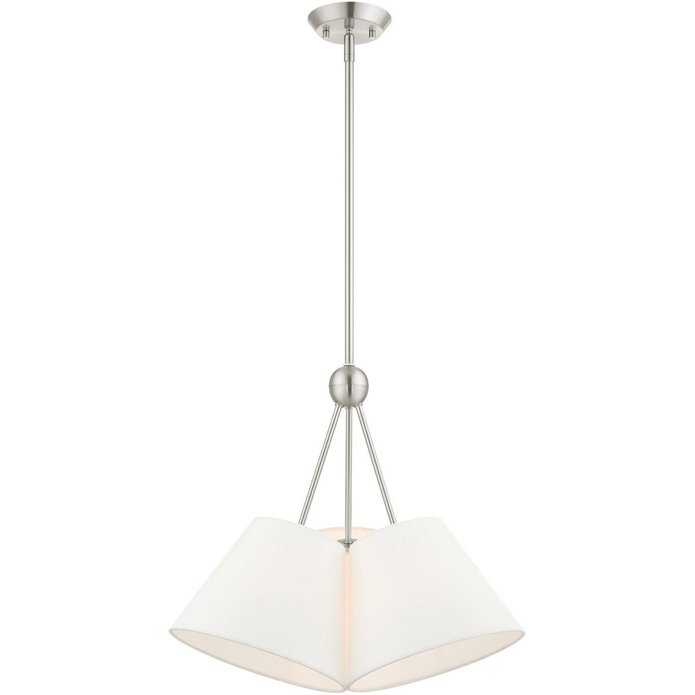 Nickel Three Light Metal Dimmable Chandelier With Shades HomeRoots