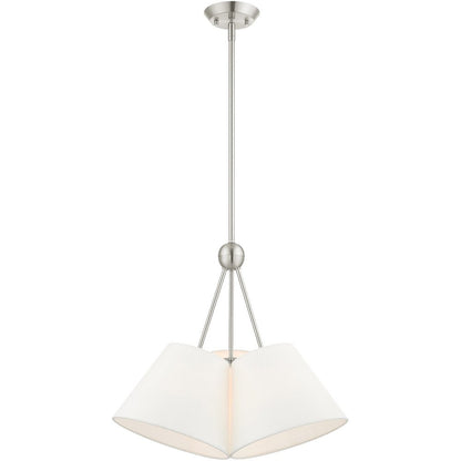Nickel Three Light Metal Dimmable Chandelier With Shades HomeRoots