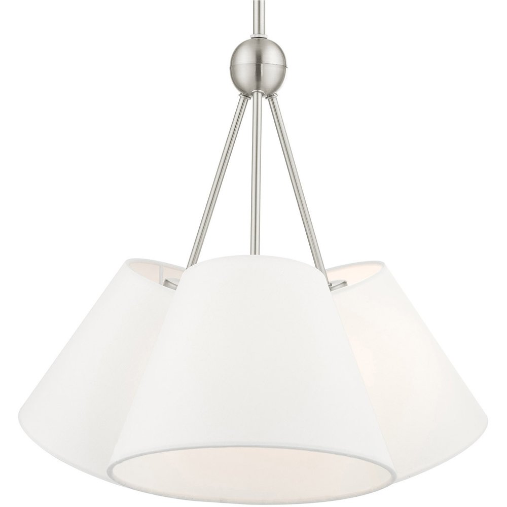 Nickel Three Light Metal Dimmable Chandelier With Shades HomeRoots