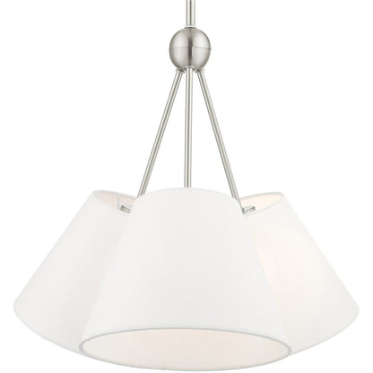 Nickel Three Light Metal Dimmable Chandelier With Shades HomeRoots