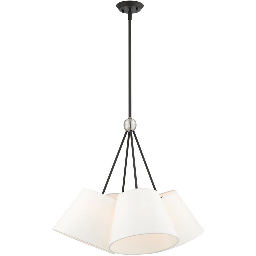 Black Four Light Metal Dimmable Chandelier With Shades HomeRoots