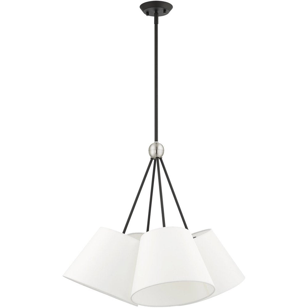 Black Four Light Metal Dimmable Chandelier With Shades HomeRoots