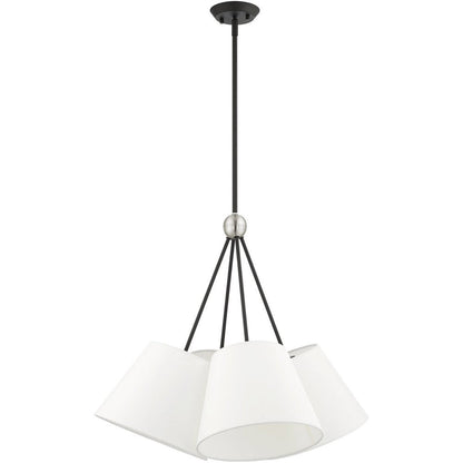 Black Four Light Metal Dimmable Chandelier With Shades HomeRoots