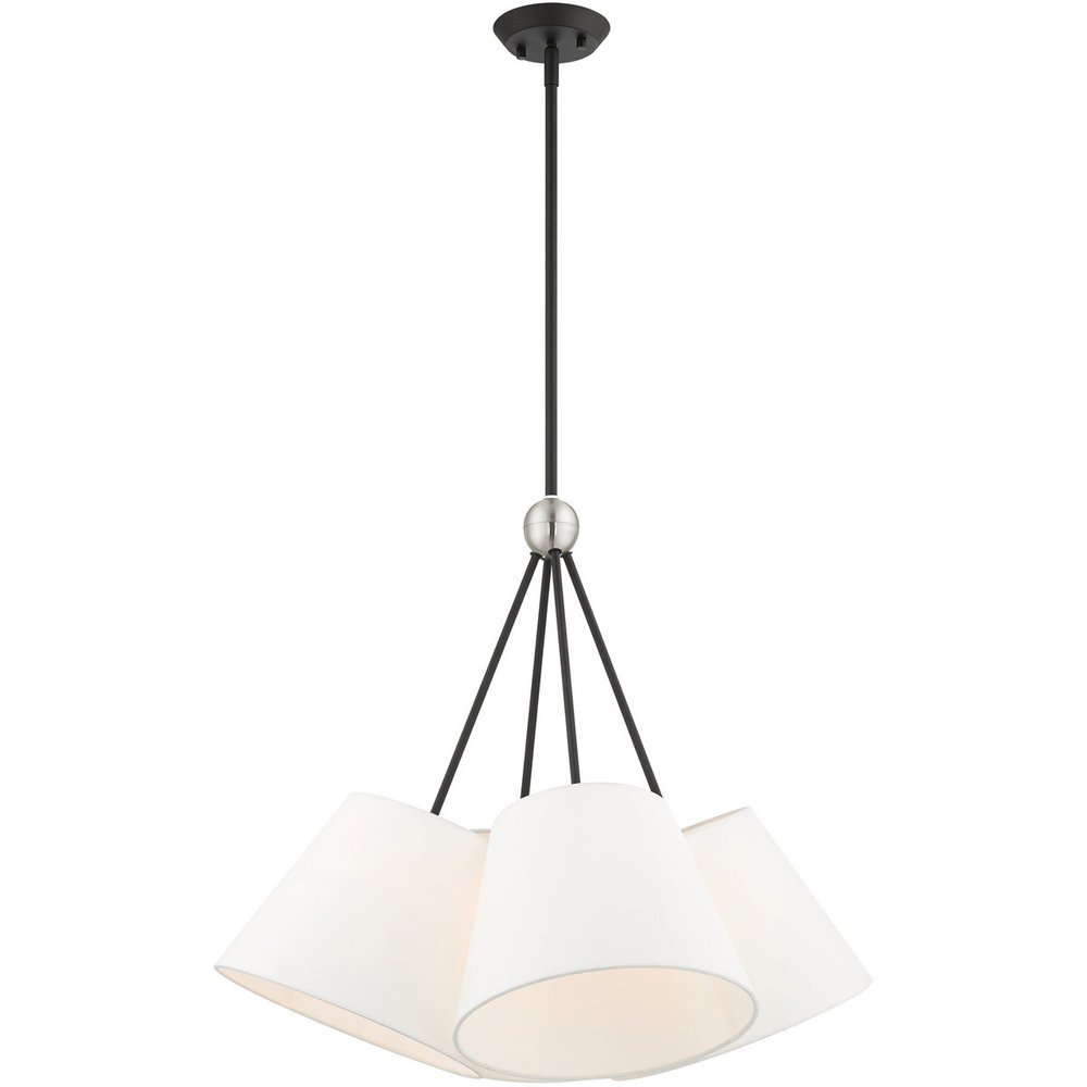Black Four Light Metal Dimmable Chandelier With Shades HomeRoots