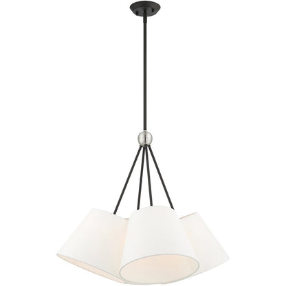 Black Four Light Metal Dimmable Chandelier With Shades HomeRoots