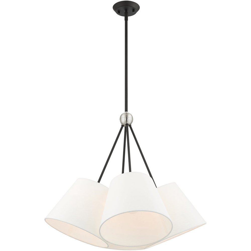 Black Four Light Metal Dimmable Chandelier With Shades HomeRoots