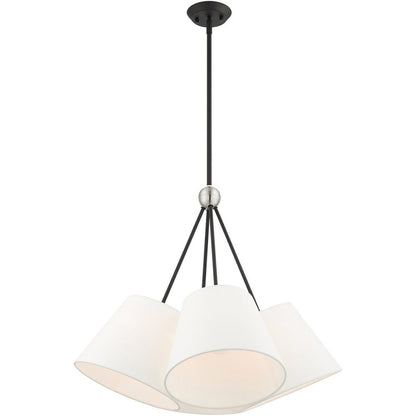 Black Four Light Metal Dimmable Chandelier With Shades HomeRoots